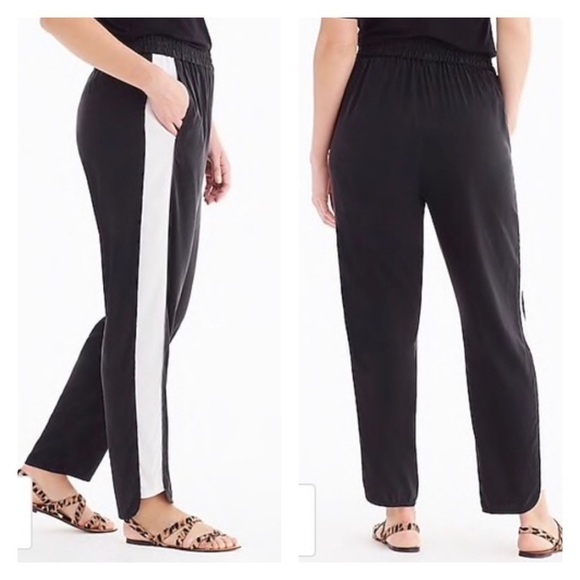 J. Crew x Universal Standard Stripe-Inset Cupro Pants Black White XS - Picture 3 of 9